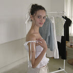 APPAREL ARCHIVE Marina gingham smocked top - Ivory