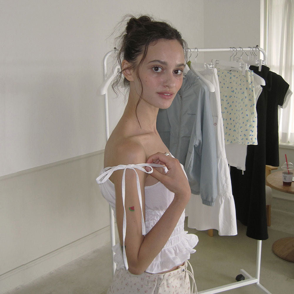APPAREL ARCHIVE Marina gingham smocked top - Ivory