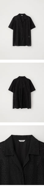 EAAH OPEN COLLAR LACE SHIRT (BLACK)