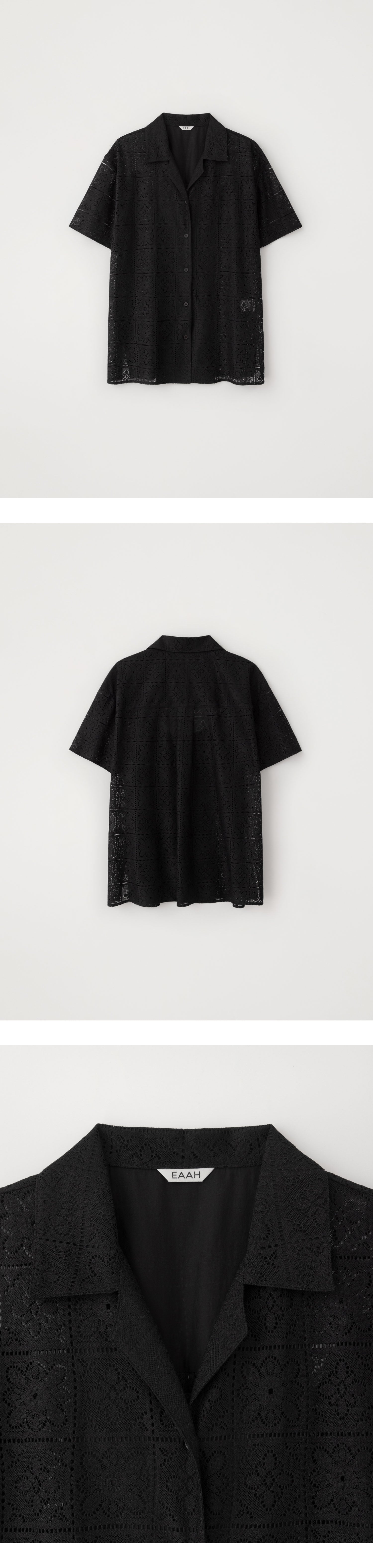 EAAH OPEN COLLAR LACE SHIRT (BLACK)