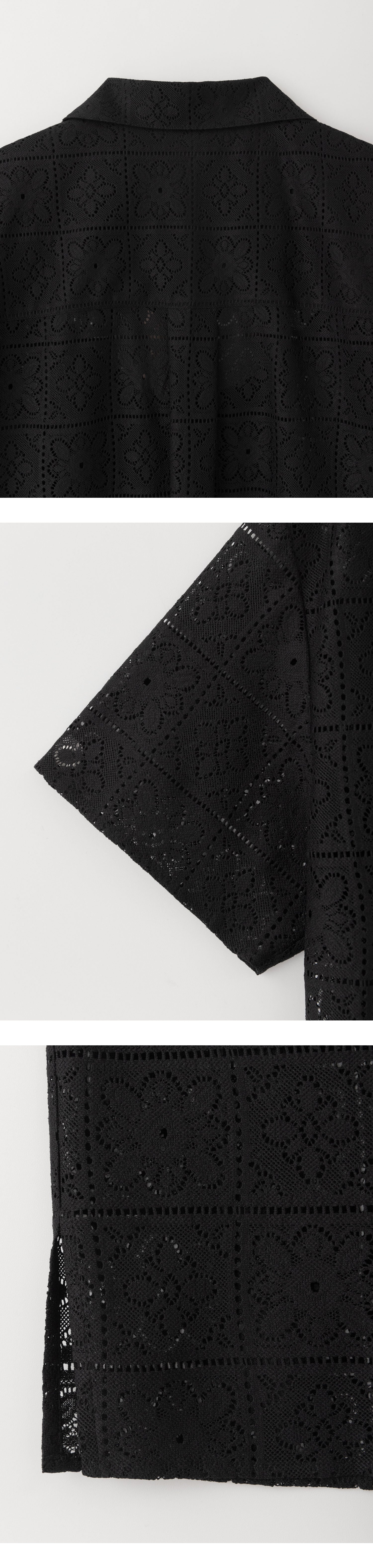 EAAH OPEN COLLAR LACE SHIRT (BLACK)