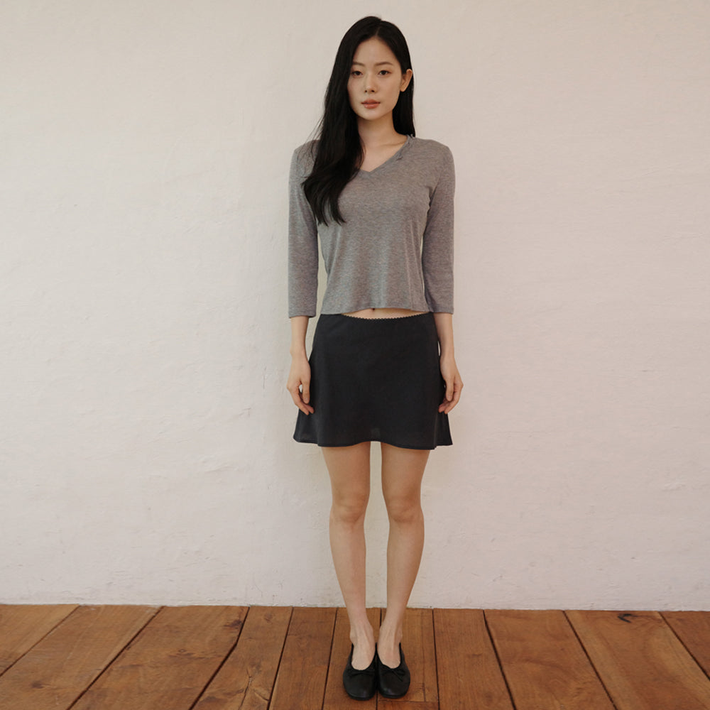 SEUREOUM [2nd]Double V-neck T-shirt_Grey