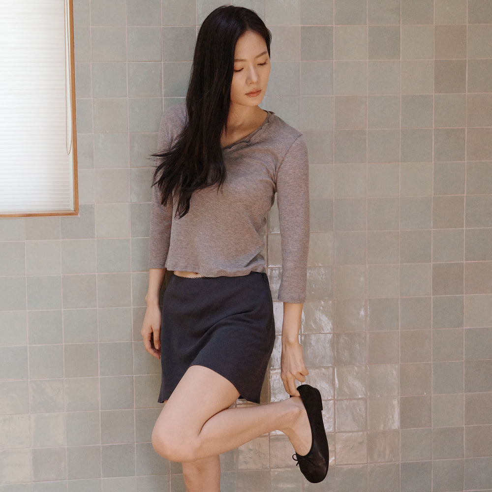 SEUREOUM [2nd]Double V-neck T-shirt_Grey