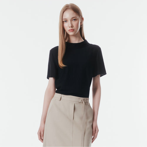 THE IZZAT (The Eye) Wrinkle Back Ribbon Cowl Neck Blouse ISTP0BL435