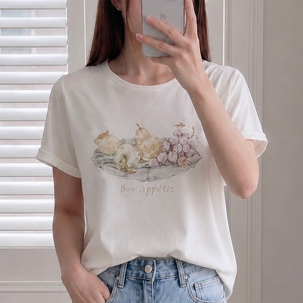 CHERIAUBE Fruit Atelier Tee-Ivory