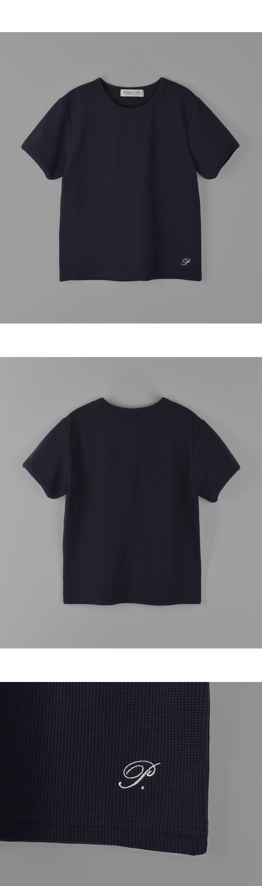PORETTO Chico waffle tee (Navy)