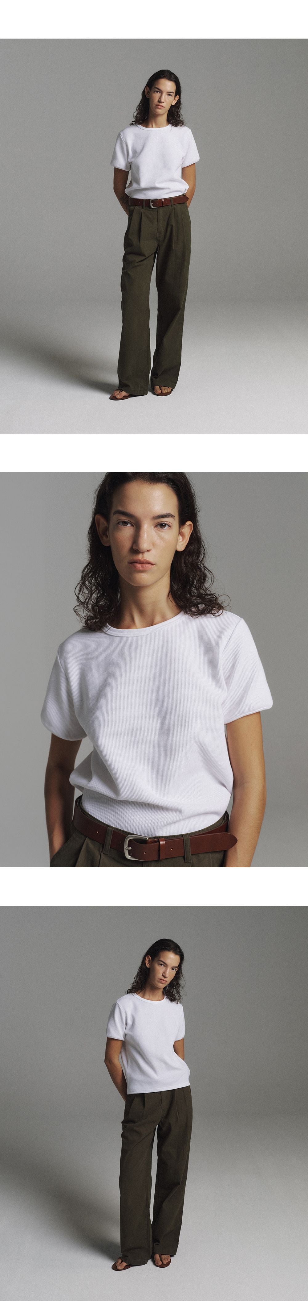 PORETTO Chico waffle tee (White)