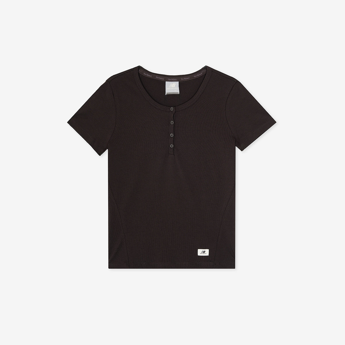 NEW BALANCE NBNEG3W122 / WOMEN NB-FLOWY Henry neck short sleeve t-shirt (BROWN)