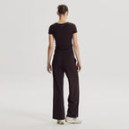 NEW BALANCE NBNEG3W122 / WOMEN NB-FLOWY Henry neck short sleeve t-shirt (BROWN)