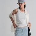 8seconds [8 Seconds] Solid tank top with built-in cap white (356642CM41)