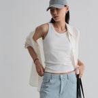 8seconds [8 Seconds] Solid tank top with built-in cap white (356642CM41)