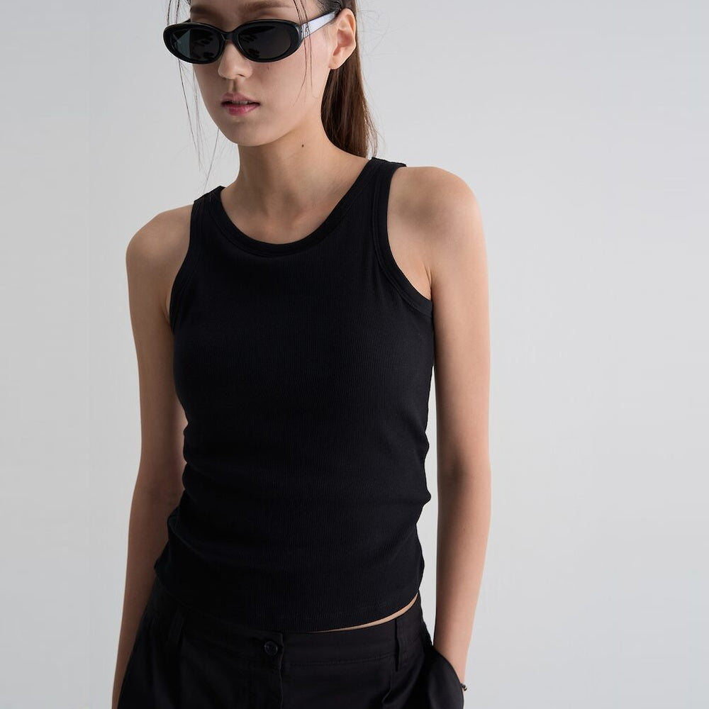 8seconds [8 Seconds] Solid tank top with built-in cap black (356642CM45)