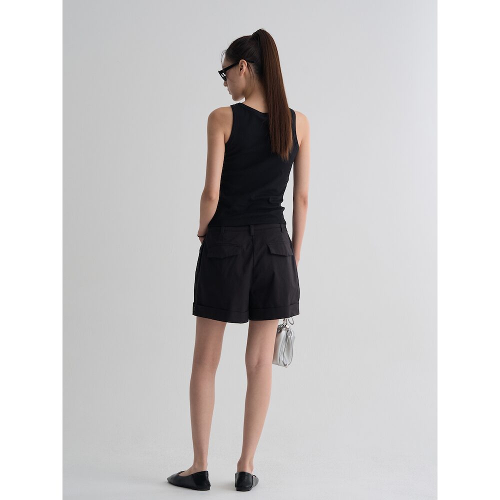 8seconds [8 Seconds] Solid tank top with built-in cap black (356642CM45)