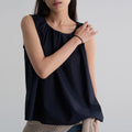 8seconds [8 Seconds] Cotton sleeveless shirring blouse navy (356665CM0R)