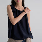 8seconds [8 Seconds] Cotton sleeveless shirring blouse navy (356665CM0R)