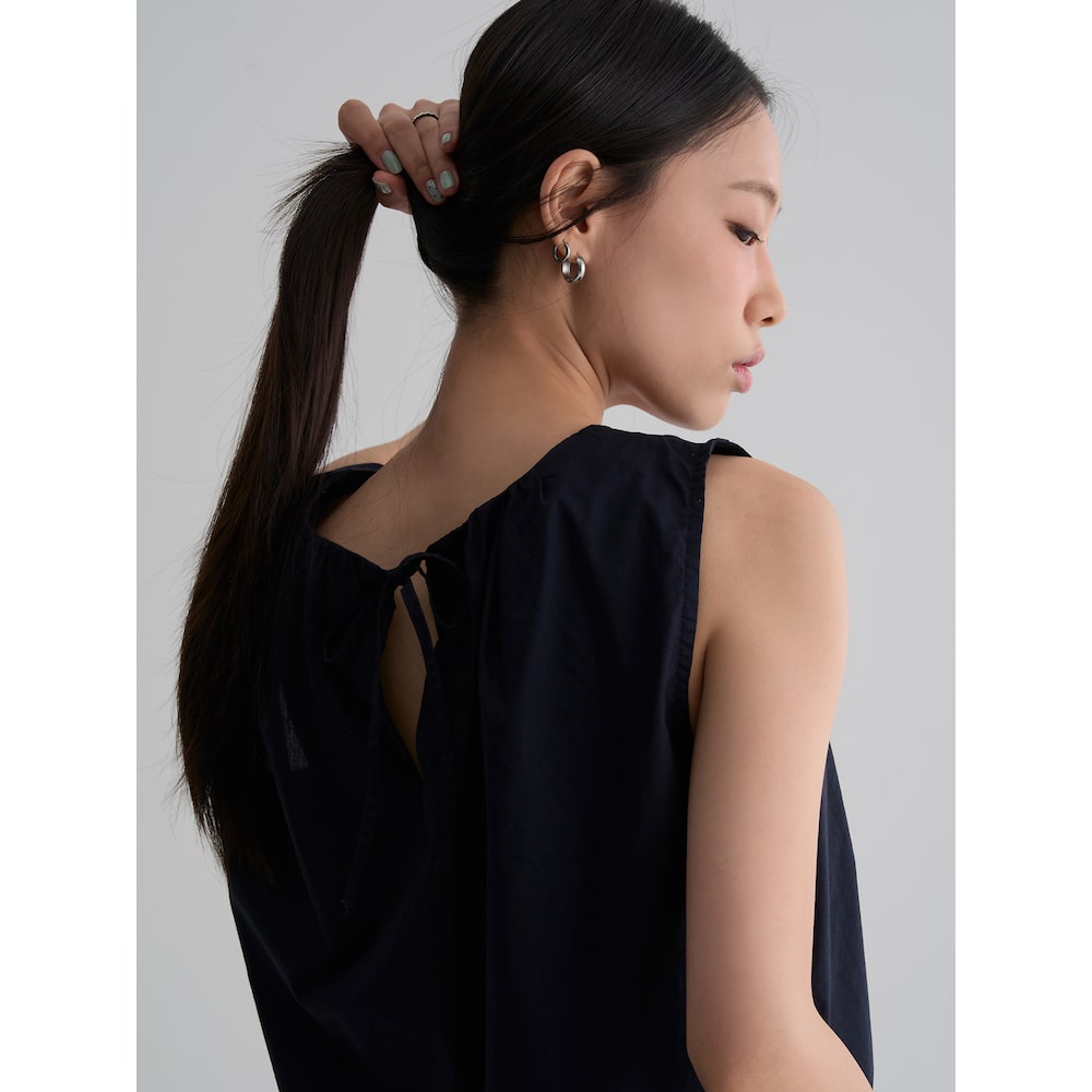 8seconds [8 Seconds] Cotton sleeveless shirring blouse navy (356665CM0R)
