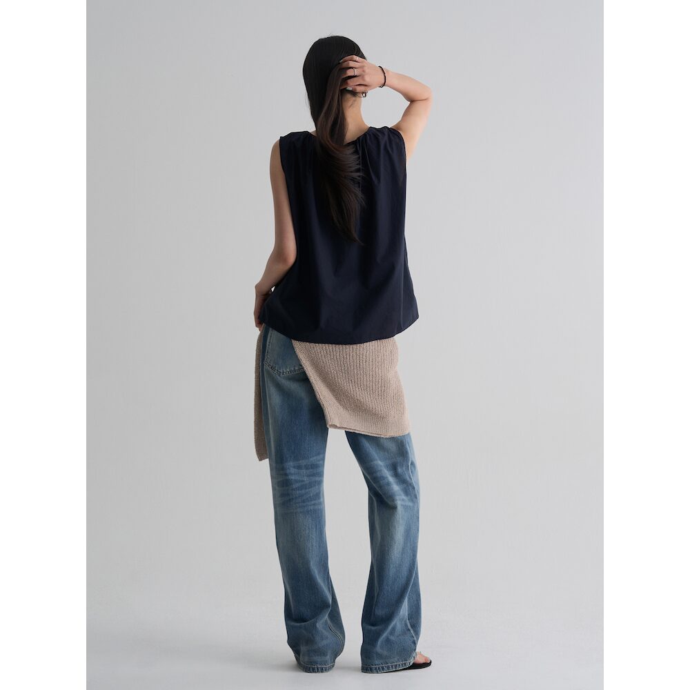 8seconds [8 Seconds] Cotton sleeveless shirring blouse navy (356665CM0R)