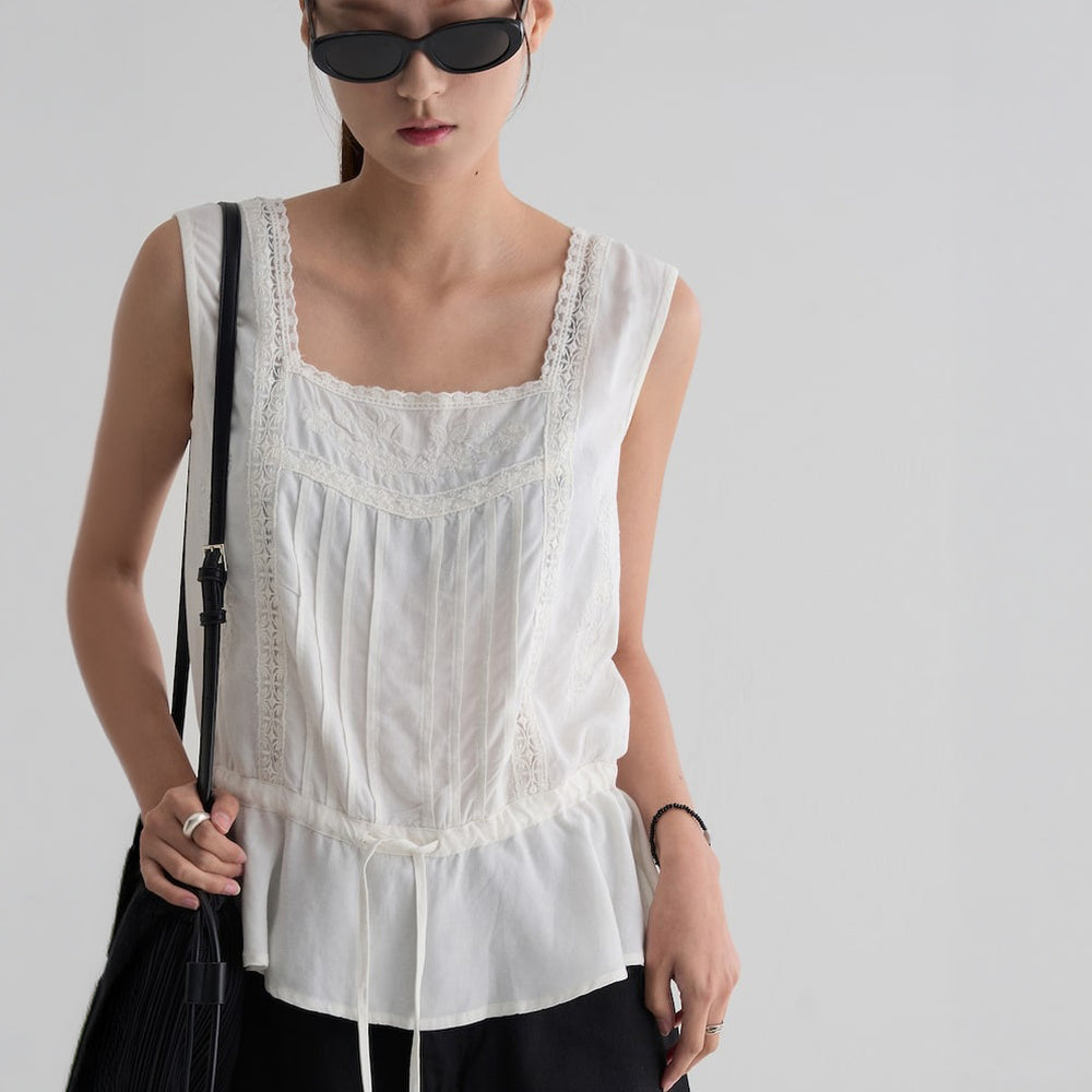 8seconds [Eight Seconds] Lace waist ribbon sleeveless blouse white (356765WM31)