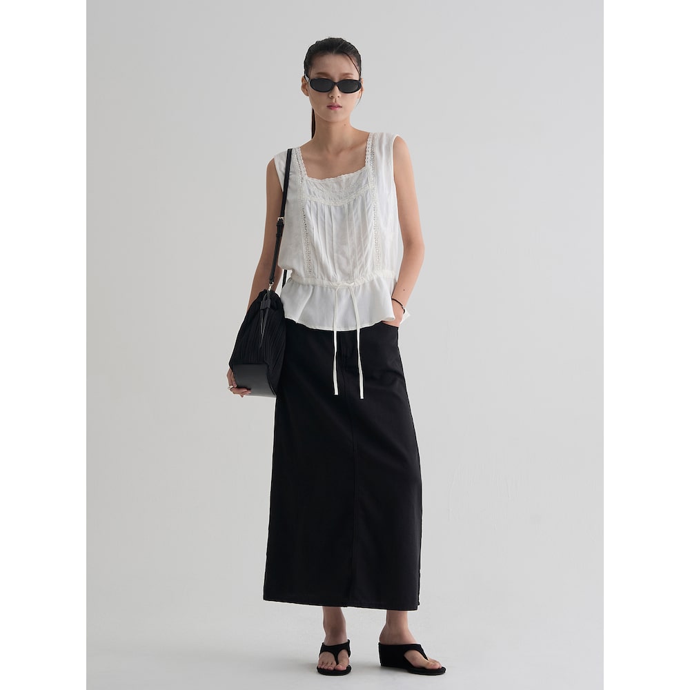 8seconds [Eight Seconds] Lace waist ribbon sleeveless blouse white (356765WM31)