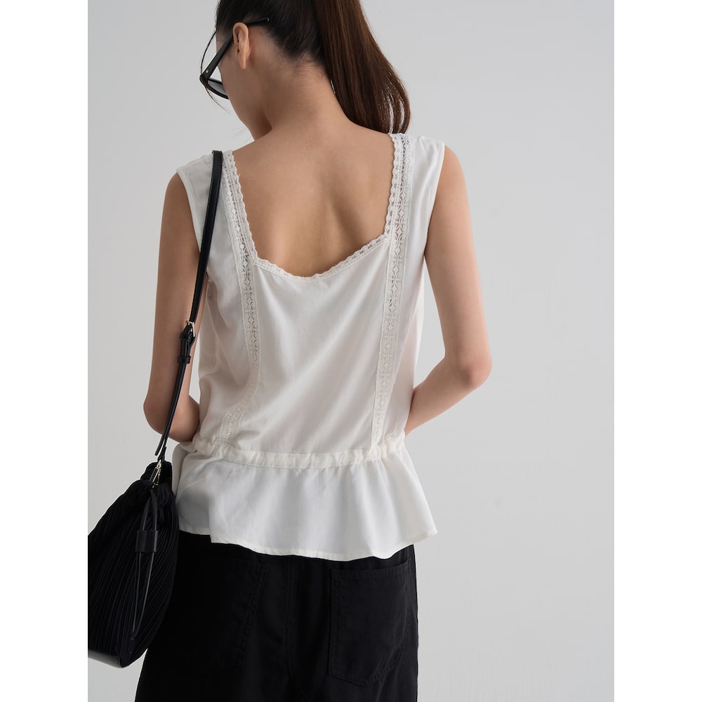 8seconds [Eight Seconds] Lace waist ribbon sleeveless blouse white (356765WM31)