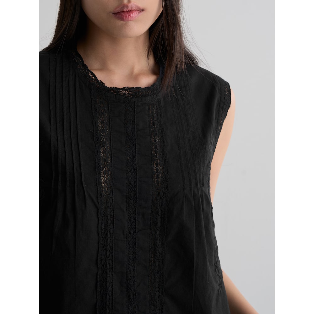 8seconds [Eight Seconds] Lace sleeveless blouse black (356765WC05)