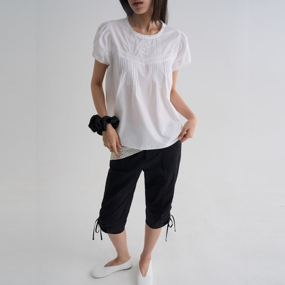 8seconds [Eight Seconds] Cotton lace short sleeve blouse white (356765WM41)
