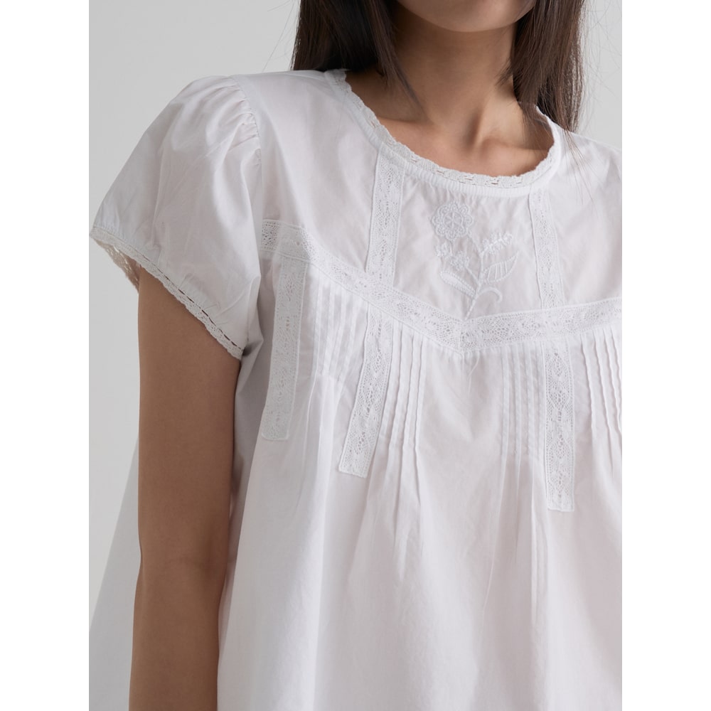 8seconds [Eight Seconds] Cotton lace short sleeve blouse white (356765WM41)