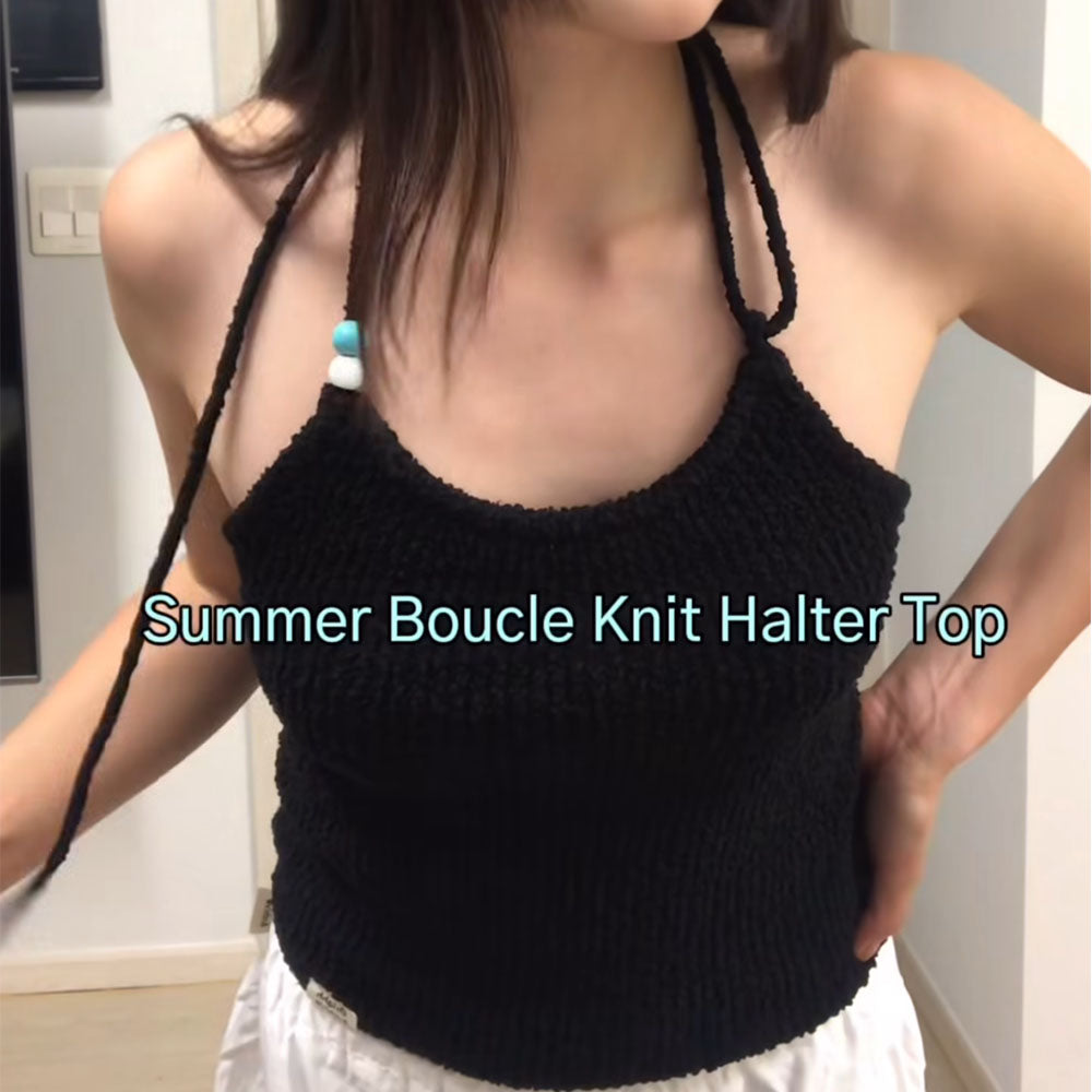 ORIGHH Summer Boucle Halterneck Knit Top_Ivory (3 colors)