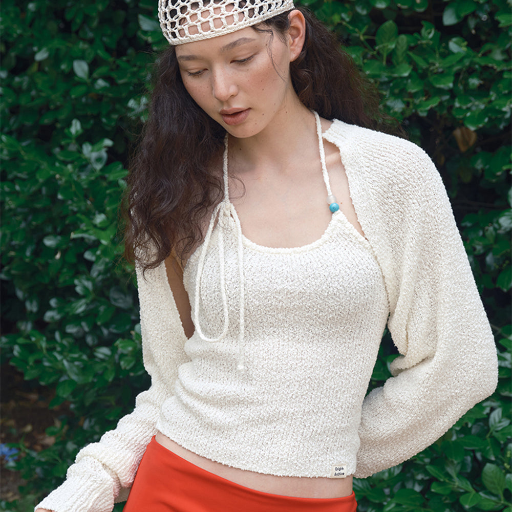 ORIGHH Summer Boucle Halterneck Knit Top_Ivory (3 colors)