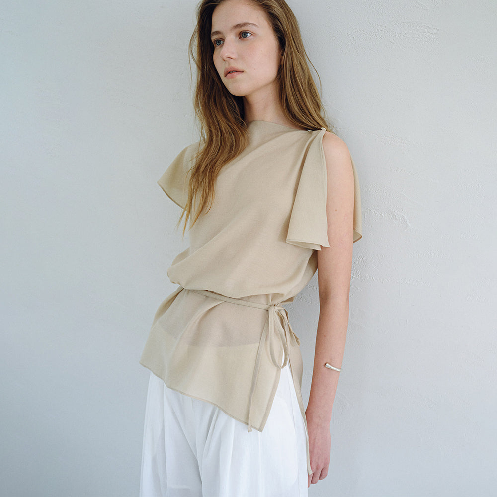 OVBEIGE FLAP SLIT BUTTON BLOUSE_BEIGE_OF2C2XBS01BEG