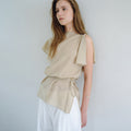 OVBEIGE FLAP SLIT BUTTON BLOUSE_BEIGE_OF2C2XBS01BEG