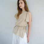 OVBEIGE FLAP SLIT BUTTON BLOUSE_BEIGE_OF2C2XBS01BEG