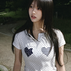 Rogin N Rosie Race Dot Point Heart T-shirt White