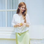 ROEM Three-quarter sleeve crop blouse (White) RMBLG37RT2