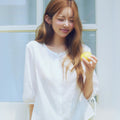 ROEM Three-quarter sleeve crop blouse (White) RMBLG37RT2