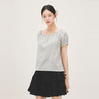 ROEM Neck shirring short sleeve blouse RMBLG37RT1