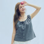ROEM Neck shirring tank top blouse RMBNG37RTA