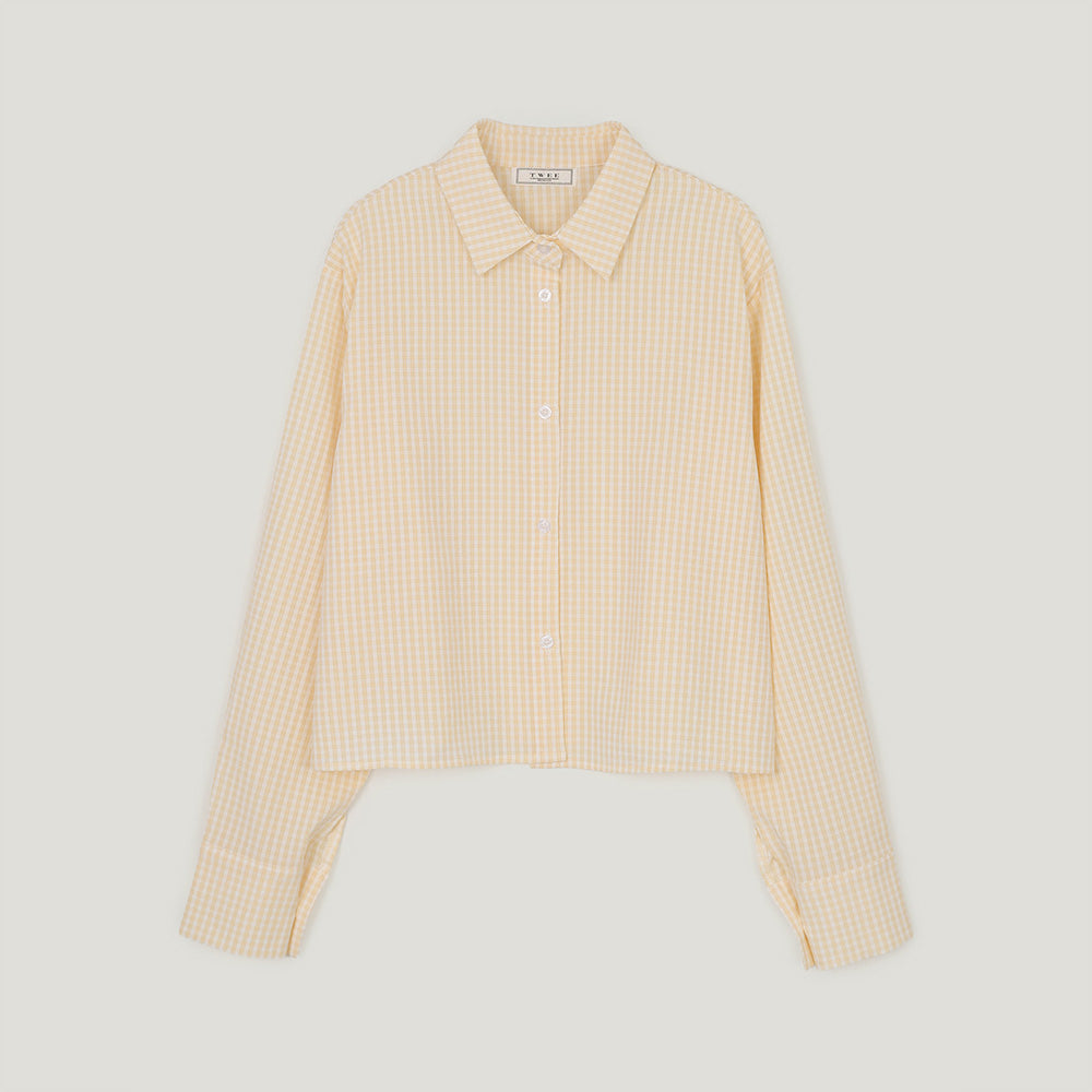 TWEE Cinnel check cropped long-sleeved shirt