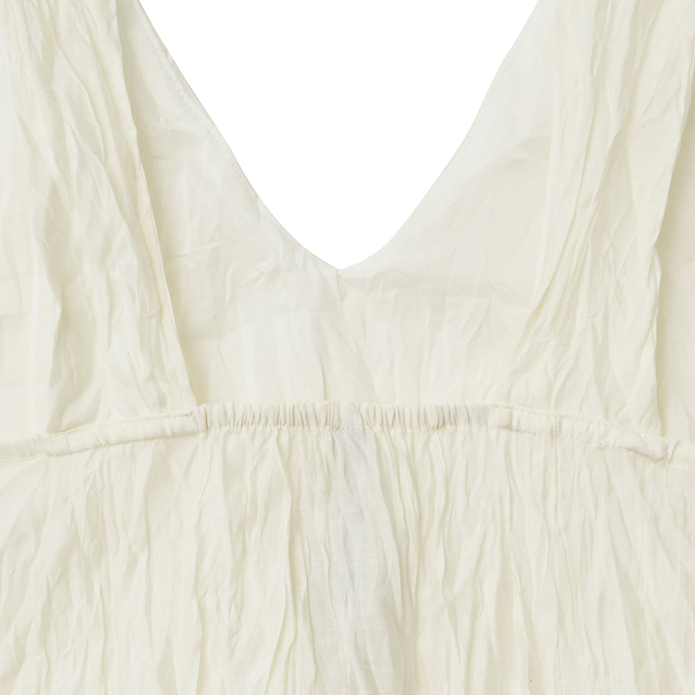 NOIRER FOR WOMEN Wrinkle texture scarf blouse (buttercream)
