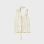 NOIRER FOR WOMEN Wrinkle texture scarf blouse (buttercream)