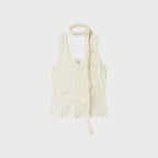 NOIRER FOR WOMEN Wrinkle texture scarf blouse (buttercream)
