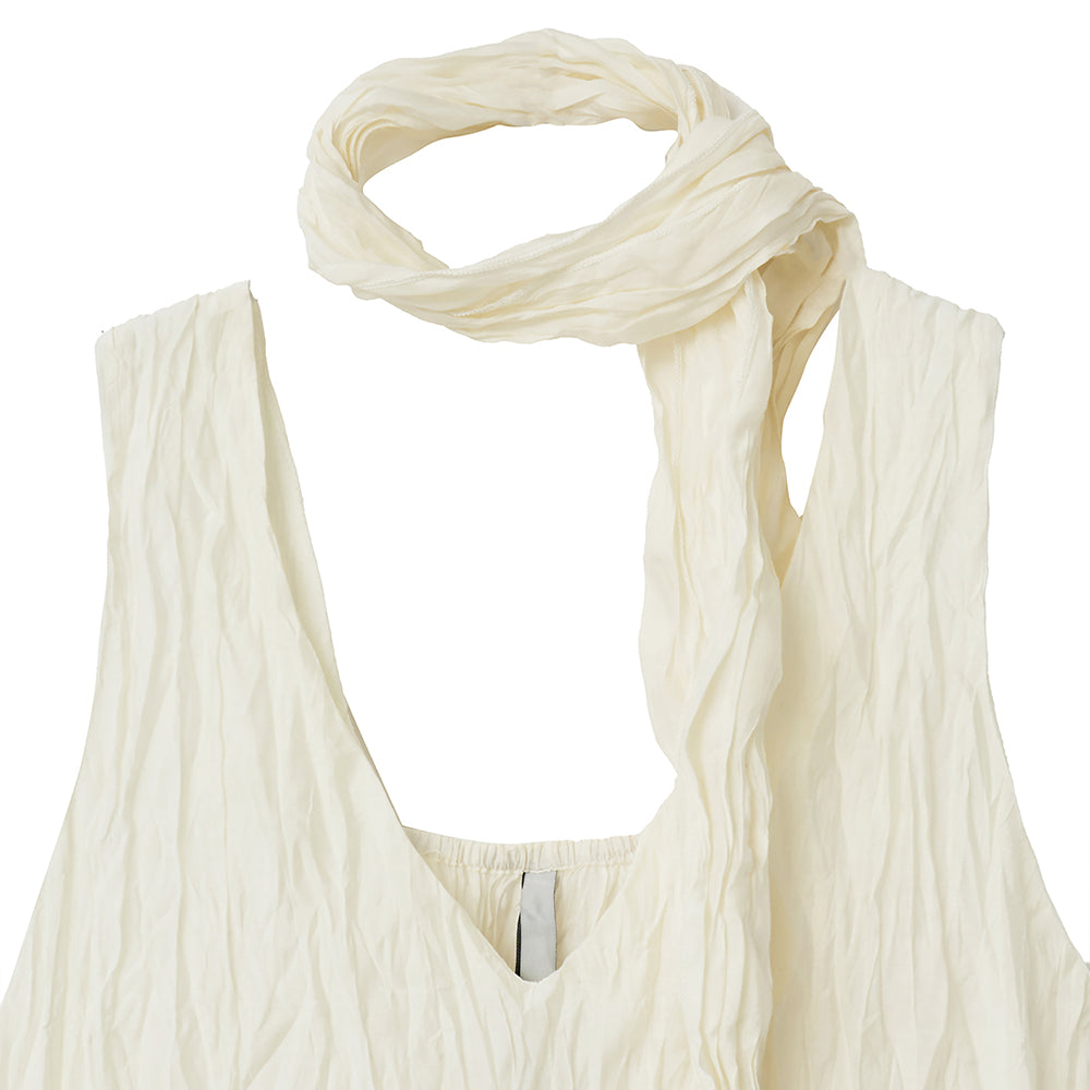 NOIRER FOR WOMEN Wrinkle texture scarf blouse (buttercream)