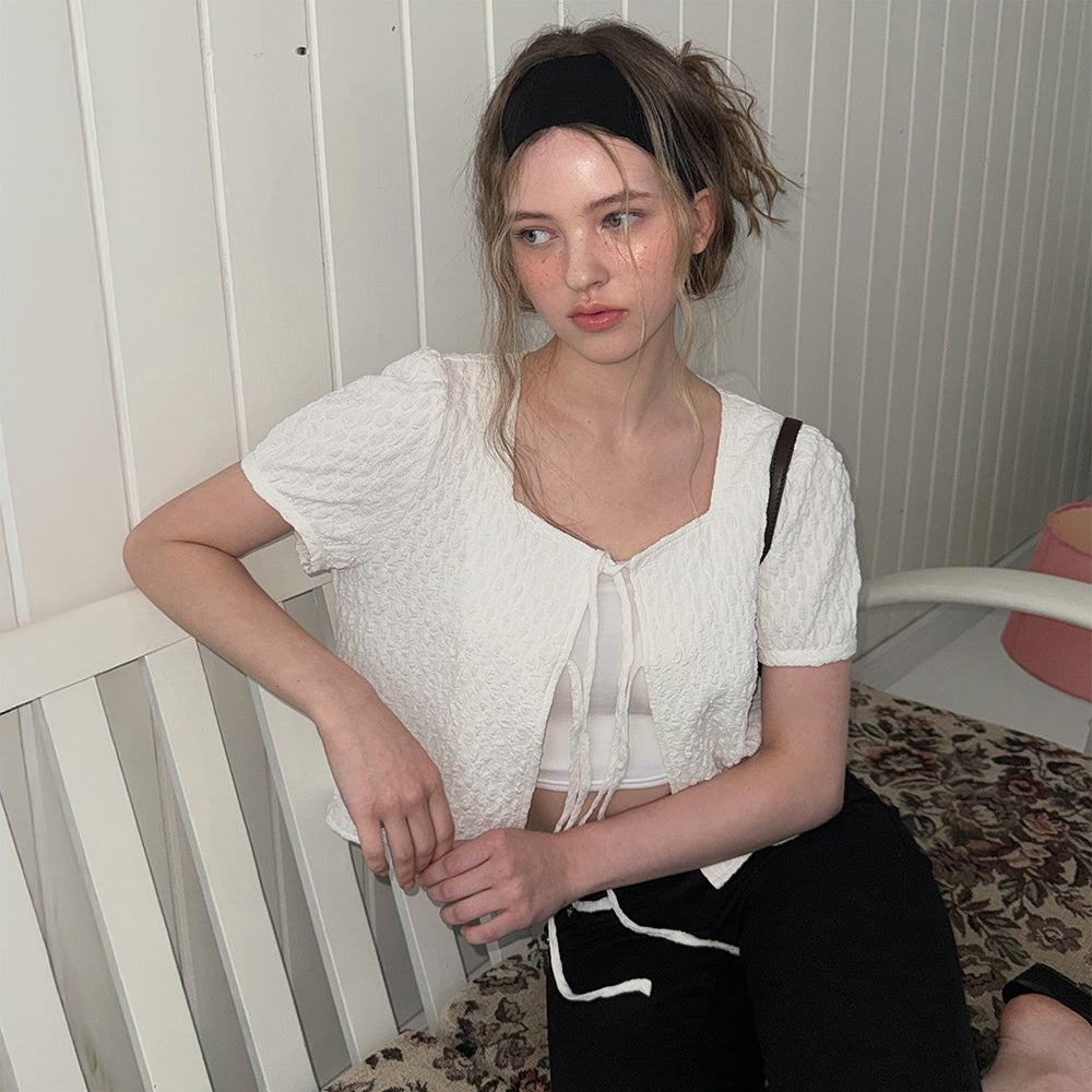 TWEE Lunit Wrinkle Strap Short Sleeve Blouse