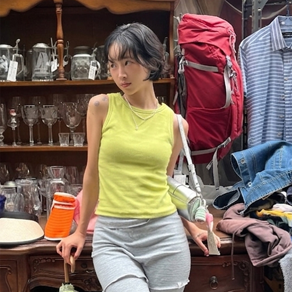 OGGITT APPAREL Basic cotton cap built-in tank top lime
