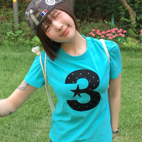 bauf 3 logo dot slim fit t-shirt [mint blue]
