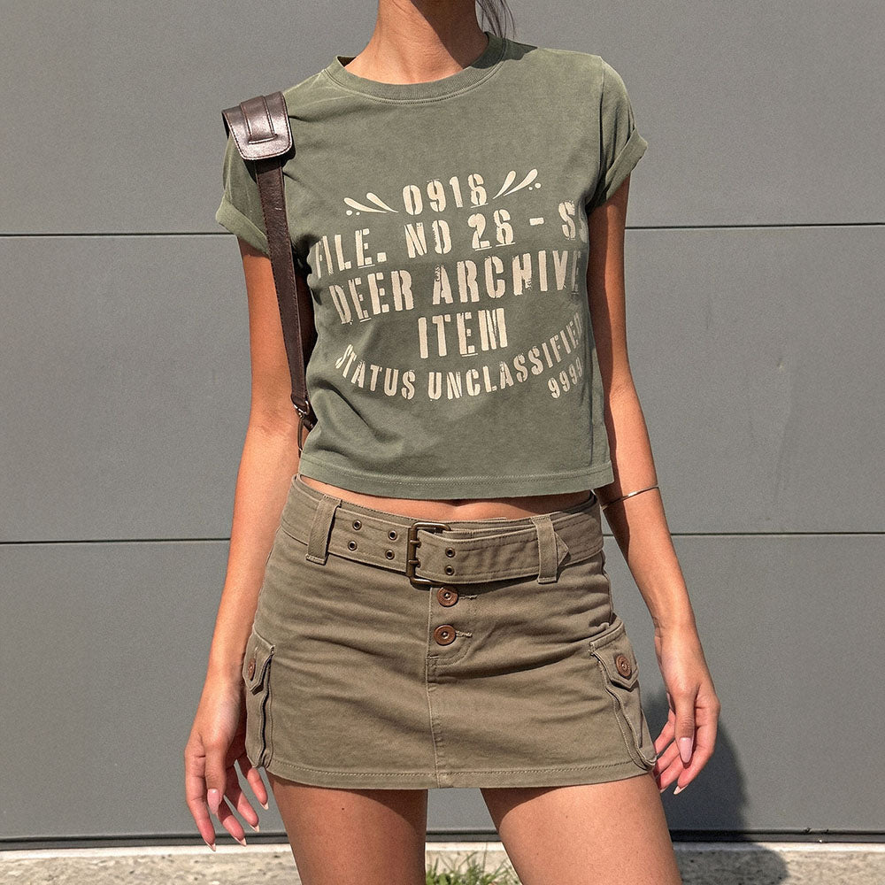 DEAR MY DEER VINTAGE INDEX PIGMENT T-SHIRT (KHAKI)
