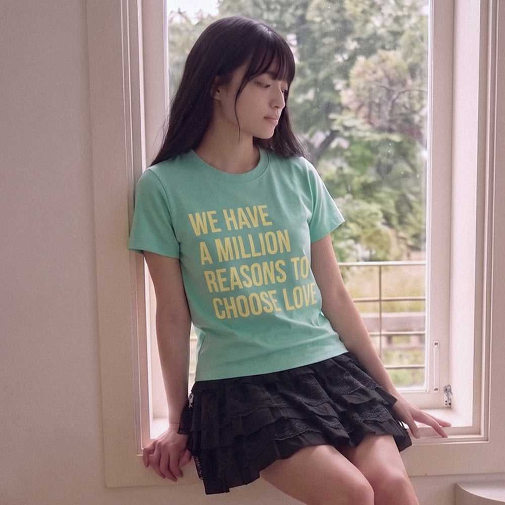 THE GREEN LAB LOVE spandex short sleeve t-shirt [mint]
