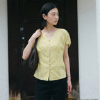 ON&ON Volume V-neck blouse NEW6MB622_2color