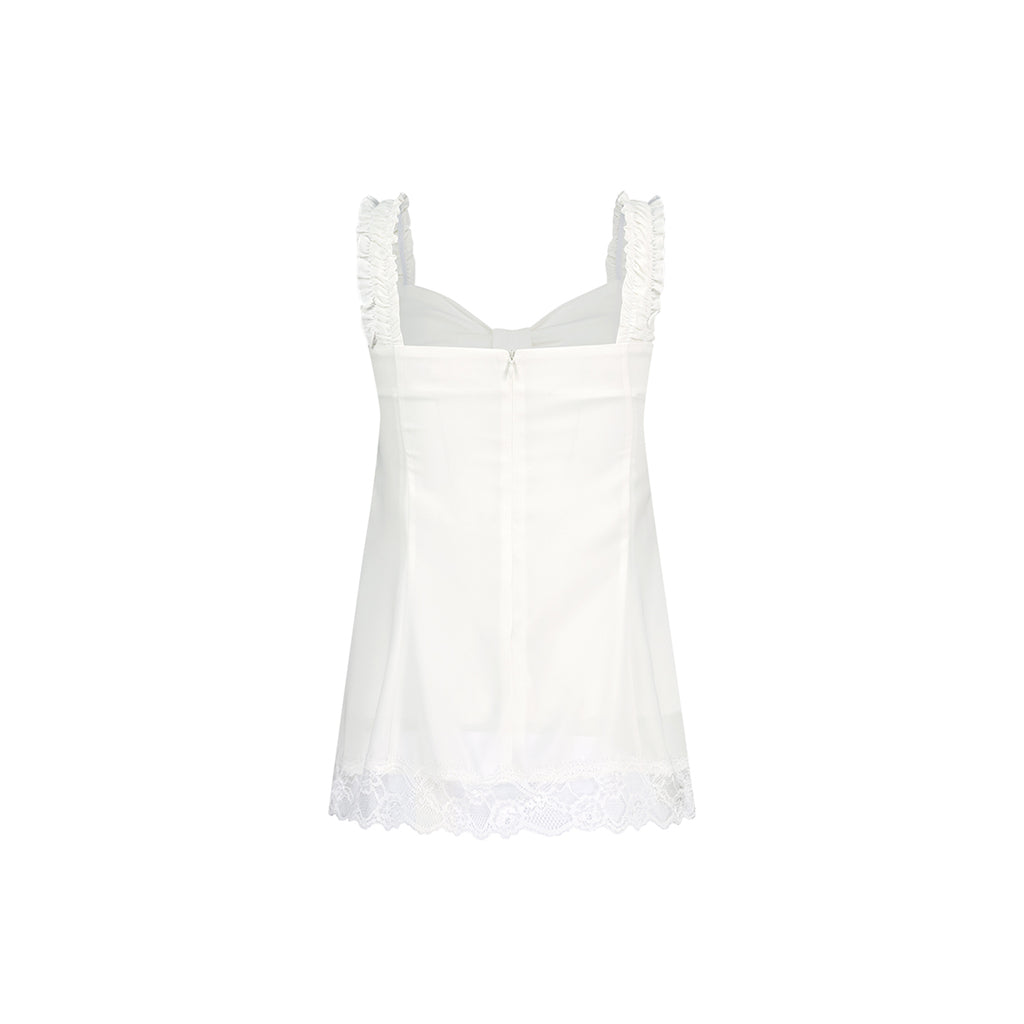 ILLIGO Bow Chiffon Lace Sleeveless Ivory