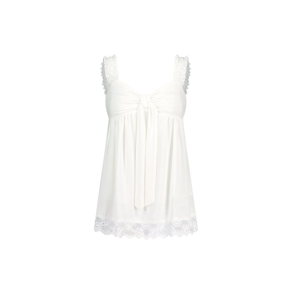 ILLIGO Bow Chiffon Lace Sleeveless Ivory
